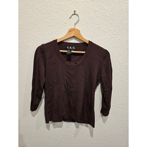 Jac Tops - JAC Black Lightweight Sweater 3/4 Length Sleeves -sz Medium